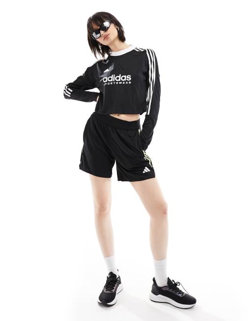 adidas Football Tiro 3-stripes long sleeve top in black, 2 of 4