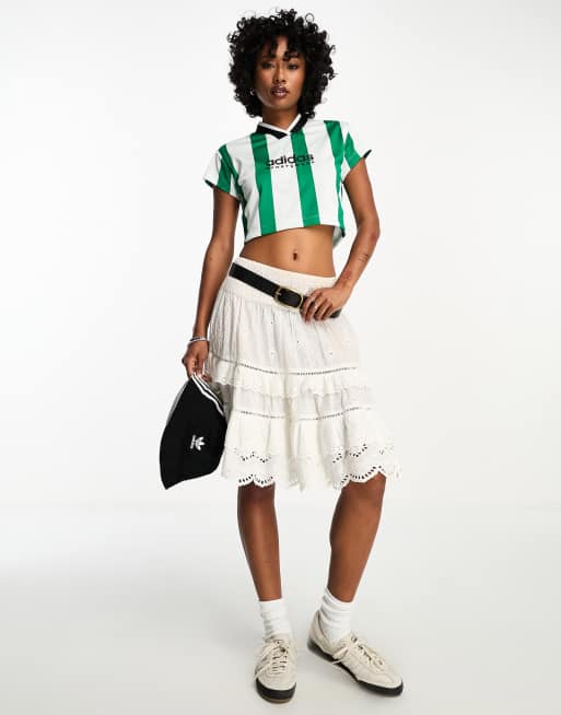 adidas Football Tiro cropped t-shirt in white and green | ASOS
