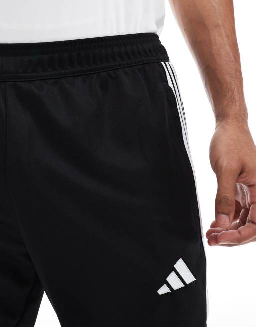 adidas Football Tiro essentials 3 stripe joggers in black, 3 of 5