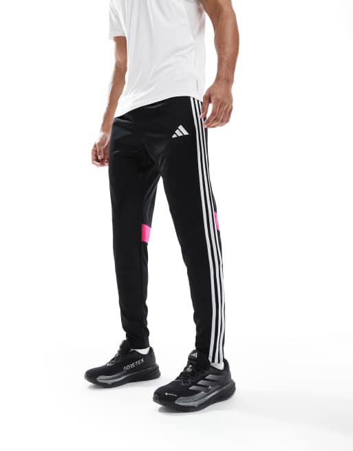 adidas Football Tiro essentials 3 stripe joggers in black, 4 of 5