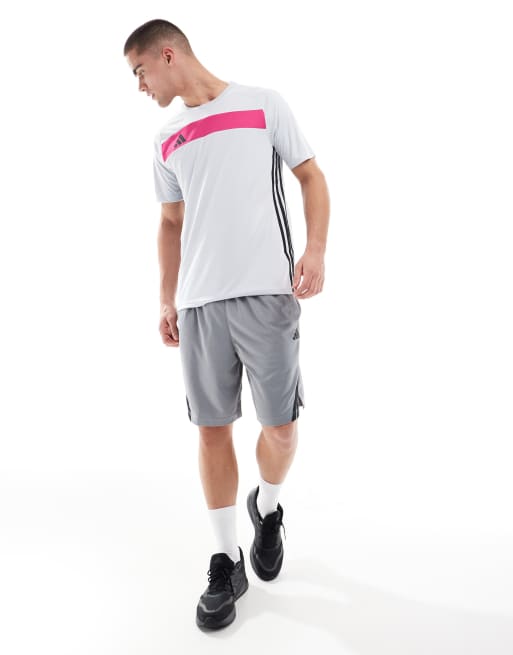 adidas Football Tiro Essentials t-shirt in grey and pink | ASOS