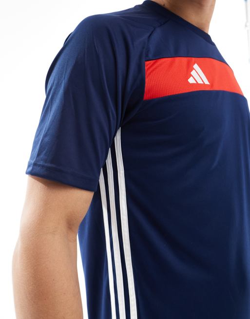 adidas Football Tiro エッセンシャル Tシャツ 送関込 adidas Football Tiro essentials t-shirt in navy and red | ASOS