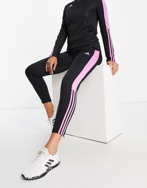 Black and hot sale pink adidas joggers