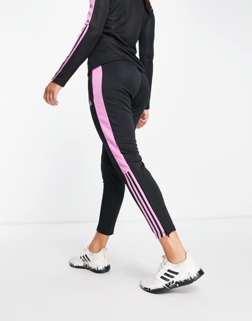 adidas Football Tiro joggers in black and pink ASOS