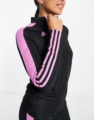 adidas Football Tiro long 1/4 zip sweat in black and pink - ASOS Price Checker