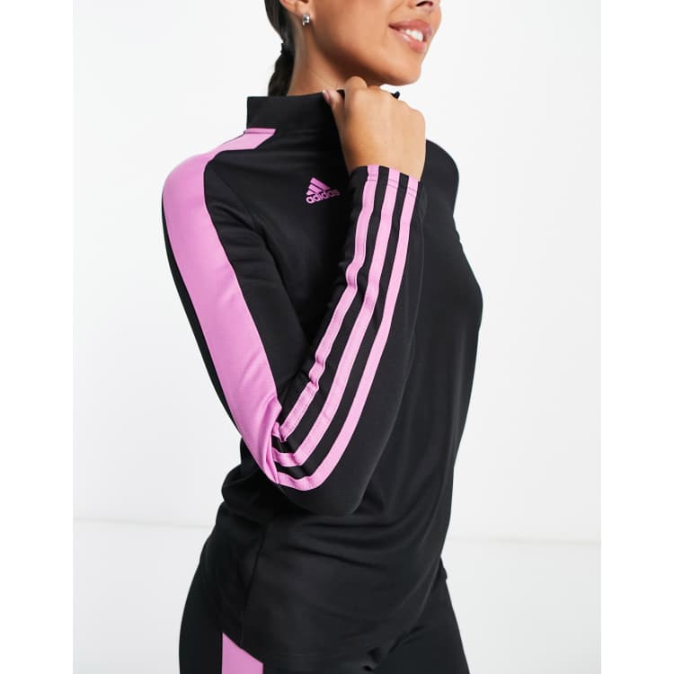 Adidas Women's 3 Stripe Pants, Black/Shock Pink 