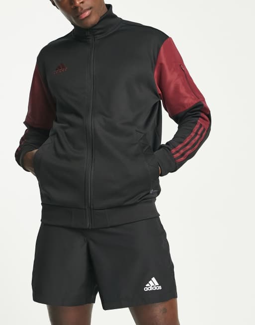 Maroon and black store adidas jacket