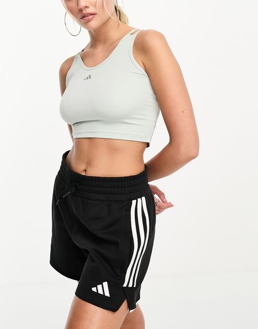 adidas Training 3 stripe shorts in black