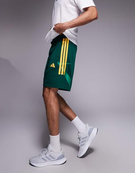adidas Football Tiro shorts in green and gold