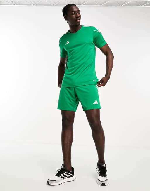 Green adidas football store shorts