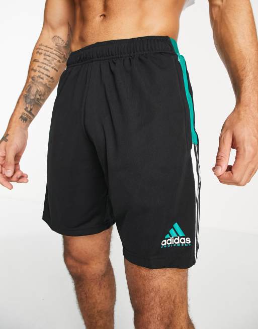 adidas Football Tiro shorts with green stripes in black ASOS