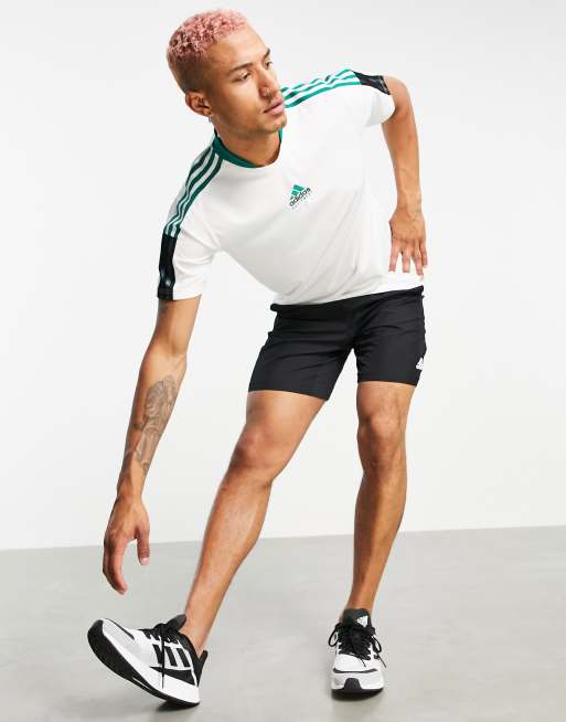 Adidas white shop green stripes shirt