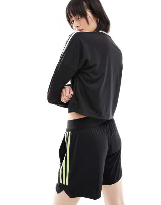 adidas Football - Tiro - Top a maniche lunghe nero con 3 strisce, 4 di 4