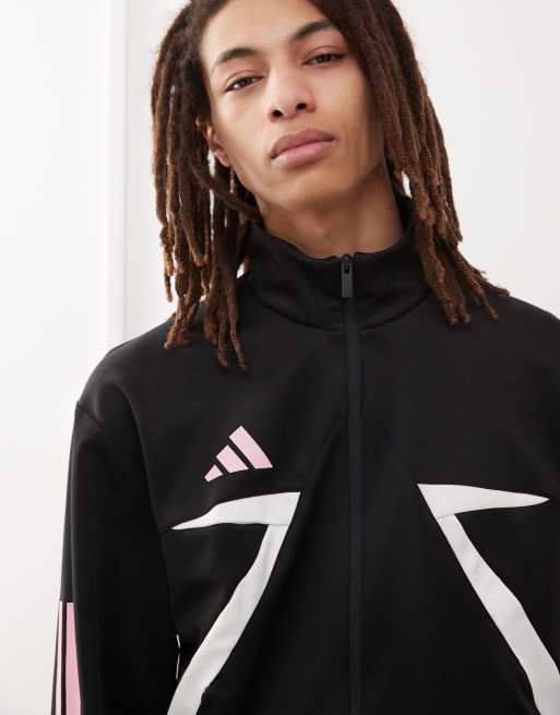 adidas Football Tiro track jacket in black and pink ASOS