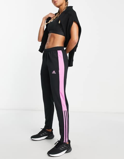 Black adidas pants with pink stripes new arrivals