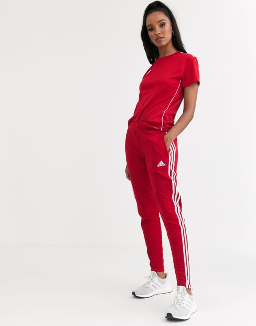 adidas Football tiro training trackies in red
