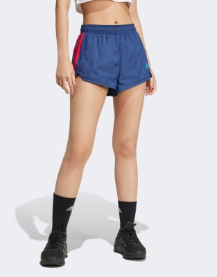 adidas Football Tiro woven shorts in navy blue with red stripes