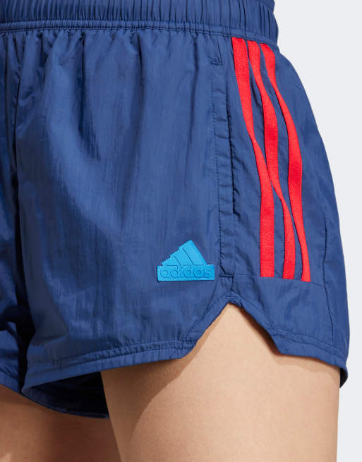 adidas Football Tiro woven shorts in navy blue with red stripes