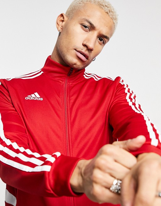 adidas Football track jacket in red and white