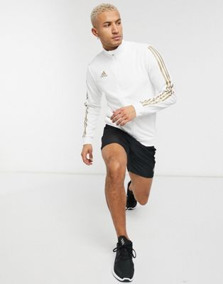 white and gold adidas track jacket