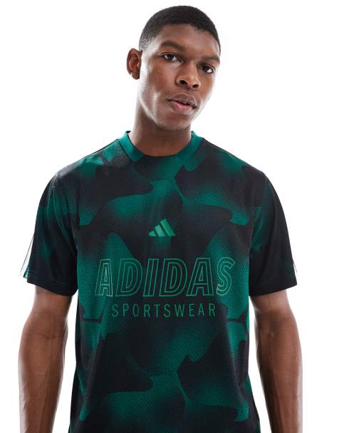 adidas Football – Trio – Czarno-zielony dżersejowy T-shirt - view 1