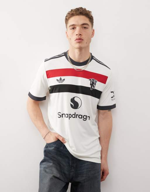 adidas Football Unisex – Manchester United FC 24/25 Third – Koszulka sportowa w kolorze złamanej bieli, czerwonym i niebieskim