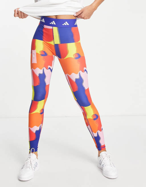 adidas Football World Cup 2022 Belgium x Tomorrowland printed leggings in  multi