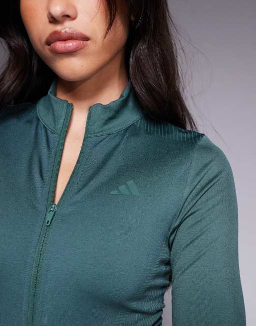 adidas giacca corta in maglia con zip da training in dark turquoise, 3 di 4