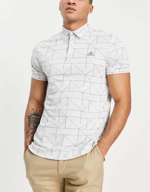 adidas Golf – Biała koszulka polo w żakardowy wzór