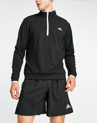 adidas Golf chest logo half zip sweat in black