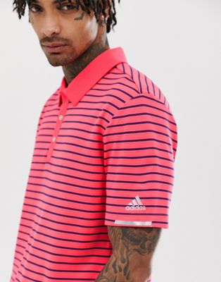 Adidas Golf - Climachill - Gestreept poloshirt in rood