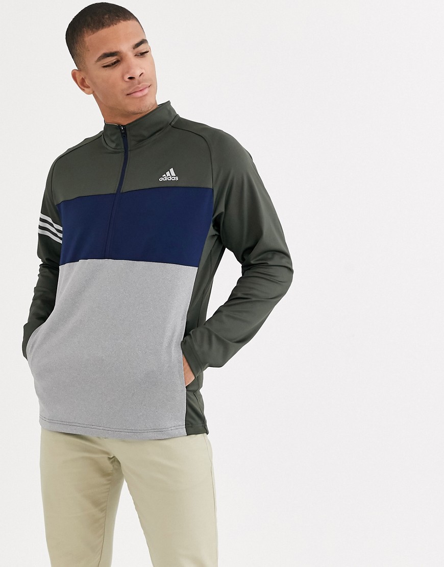 Adidas Golf Competition half zip sweat in colour block-Grey