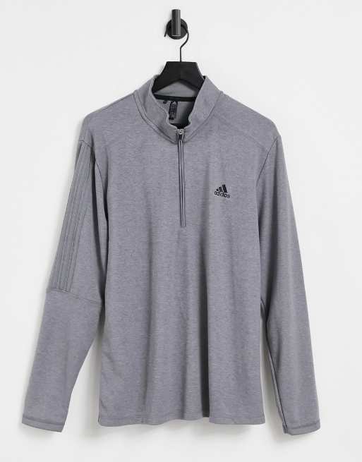 adidas Golf - Felpa con cerniera lampo corta e tre strisce colore grigio
