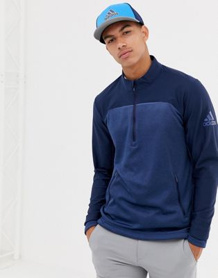 adidas – Golf Go-To – Marinblå sweatshirt med halv dragkedja