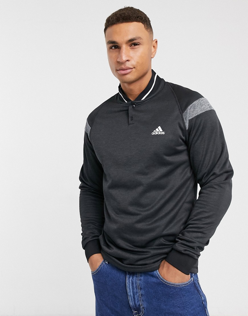 Adidas Golf - Middelzwaar sweatshirt met korte rits in zwart