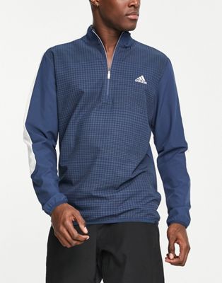 adidas Golf printed 1/4 zip jacket in navy