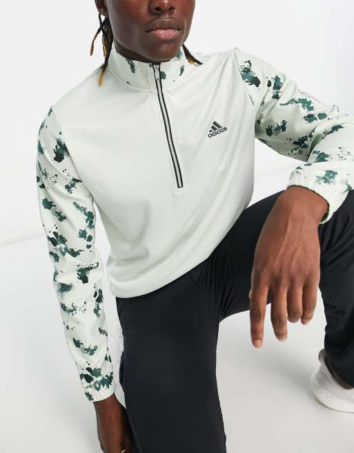 adidas Golf splatter print half zip in green