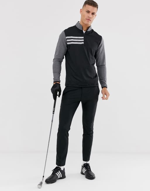 adidas Golf Ultimate 365 3 stripe tapered pants in black ASOS