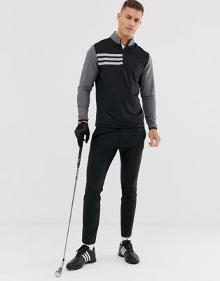 adidas 3 stripe golf trousers black
