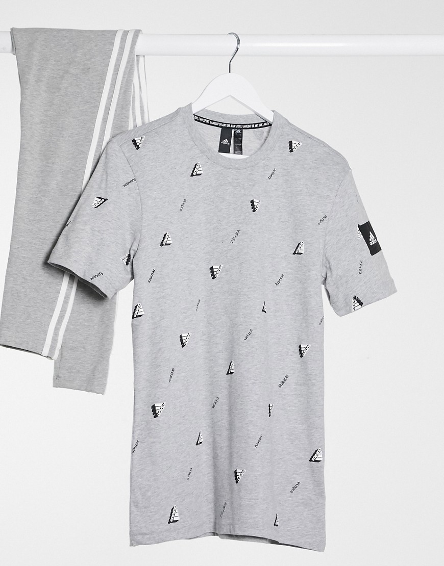 adidas graphic t-shirt in medium grey heather