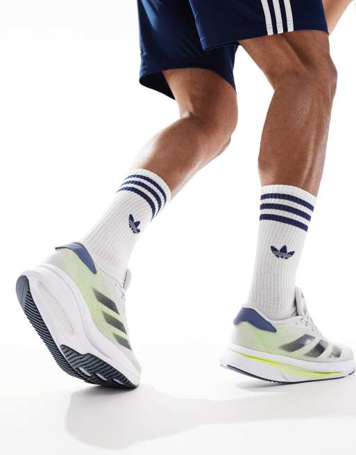adidas Running Adizero SL2 trainers in white with yellow