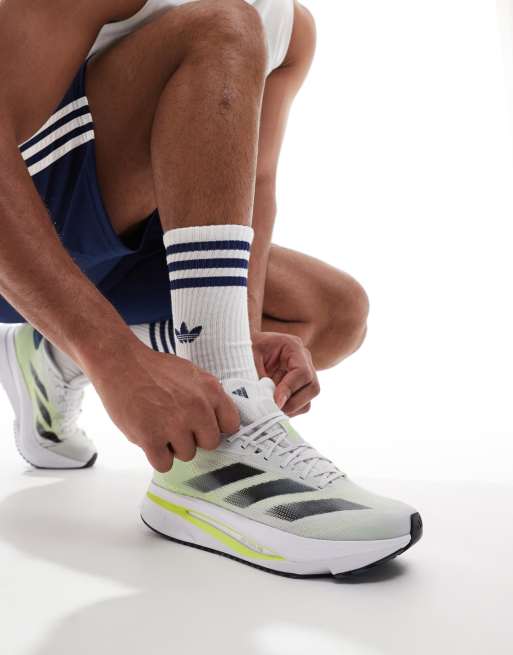 adidas Running Adizero SL2 trainers in white with yellow