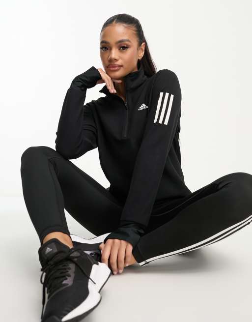adidas - Hardlopen - Own The Run - Sweater met halve rits in zwart