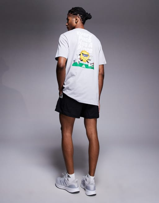 adidas - Hardlopen - T-shirt met zonprint op de achterkant gebroken grijs, 3 van 4