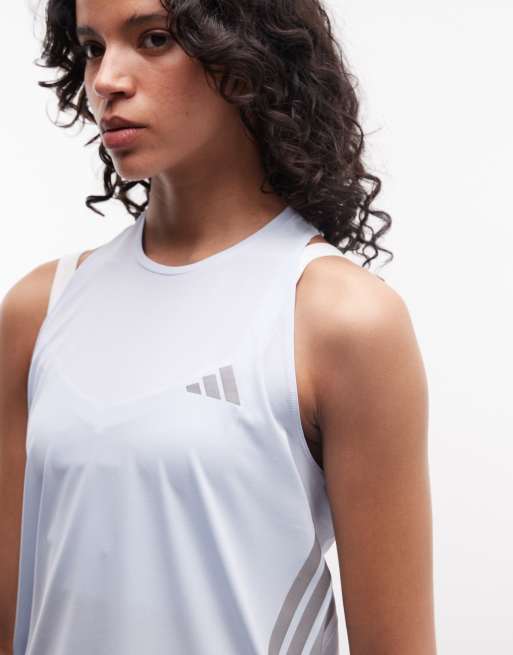 adidas - Hardlopen - Vet - Top met 3-Stripes in ijsblauw, 2 van 4