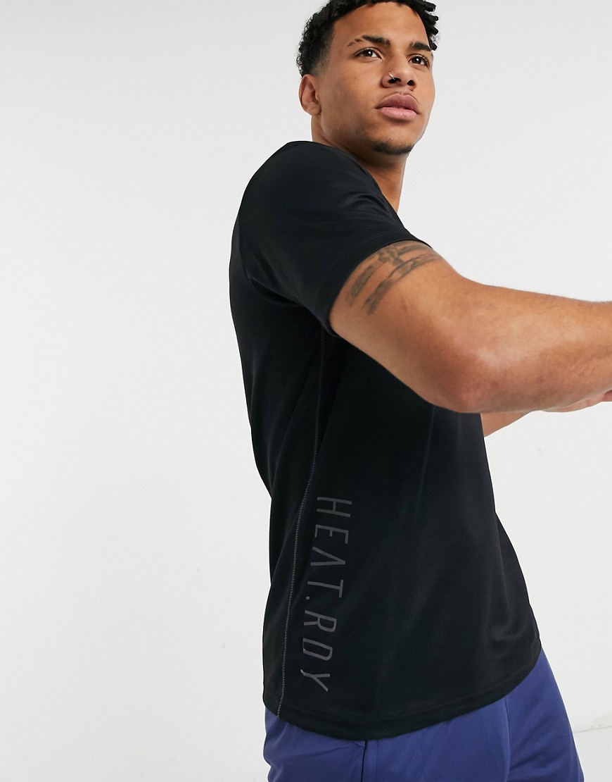 adidas HEAT.RDY 3-stripe t-shirt in black