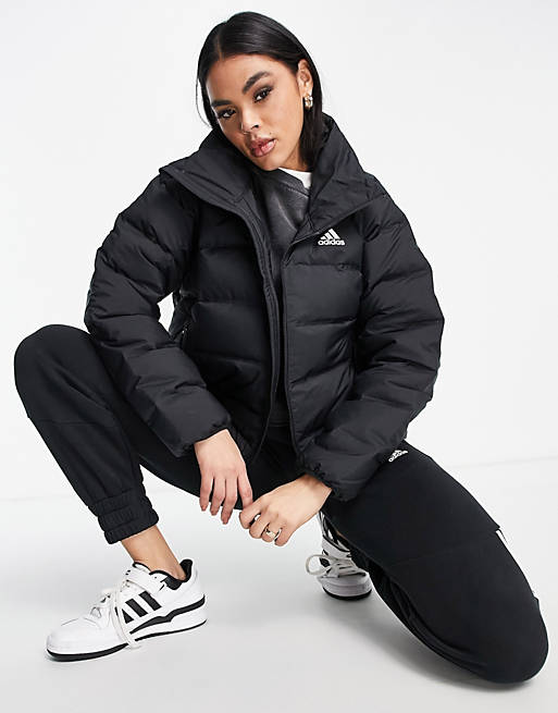 adidas Outdoor Helionic down puffer jacket in black