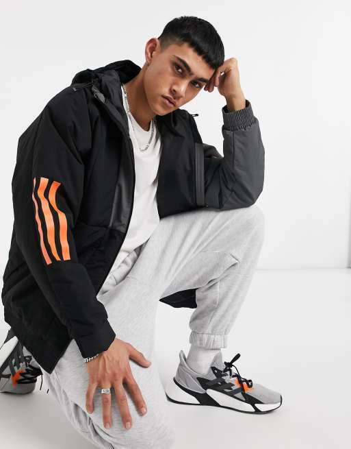 Black and shop orange adidas jacket