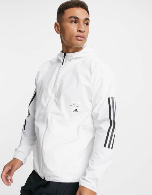 Adidas white hot sale windbreaker jacket