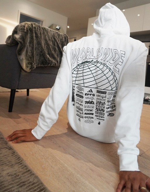 adidas hoodie in white with logo